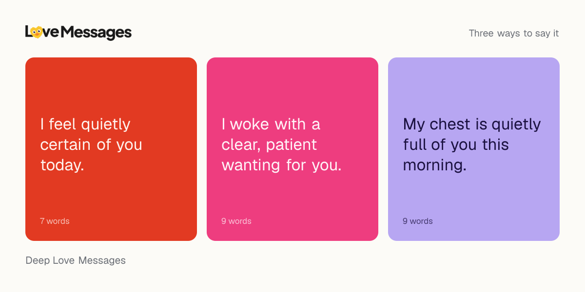 Three messages from this collection, each shown on a coloured card with its word count