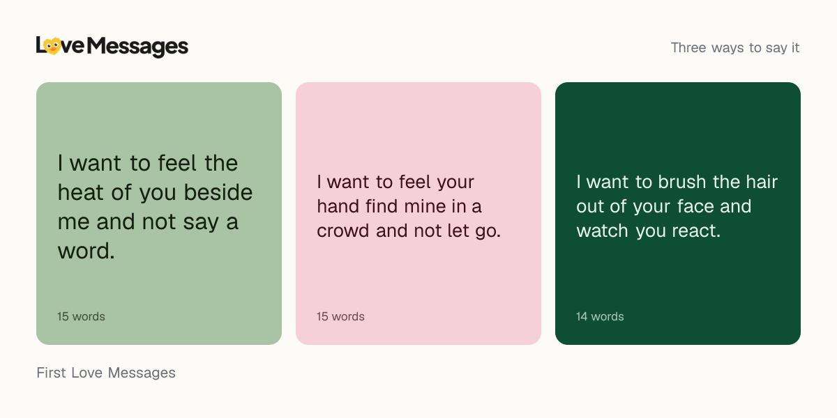 Three messages from this collection, each shown on a coloured card with its word count