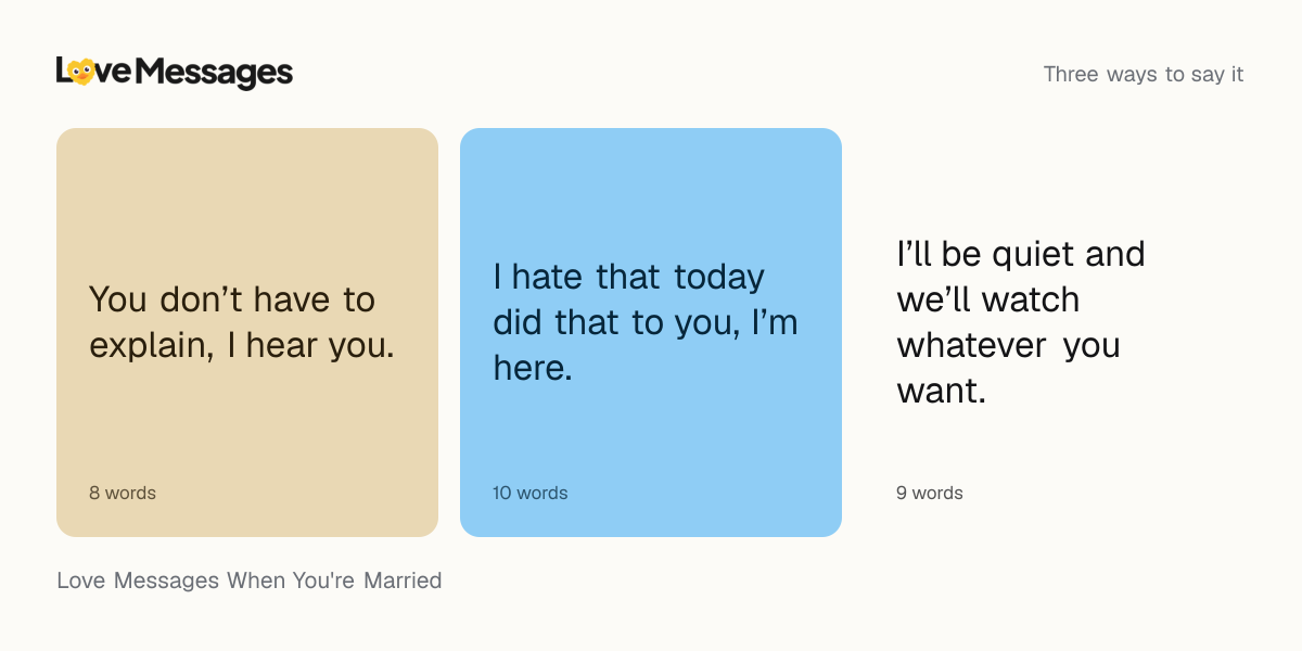 Three messages from this collection, each shown on a coloured card with its word count