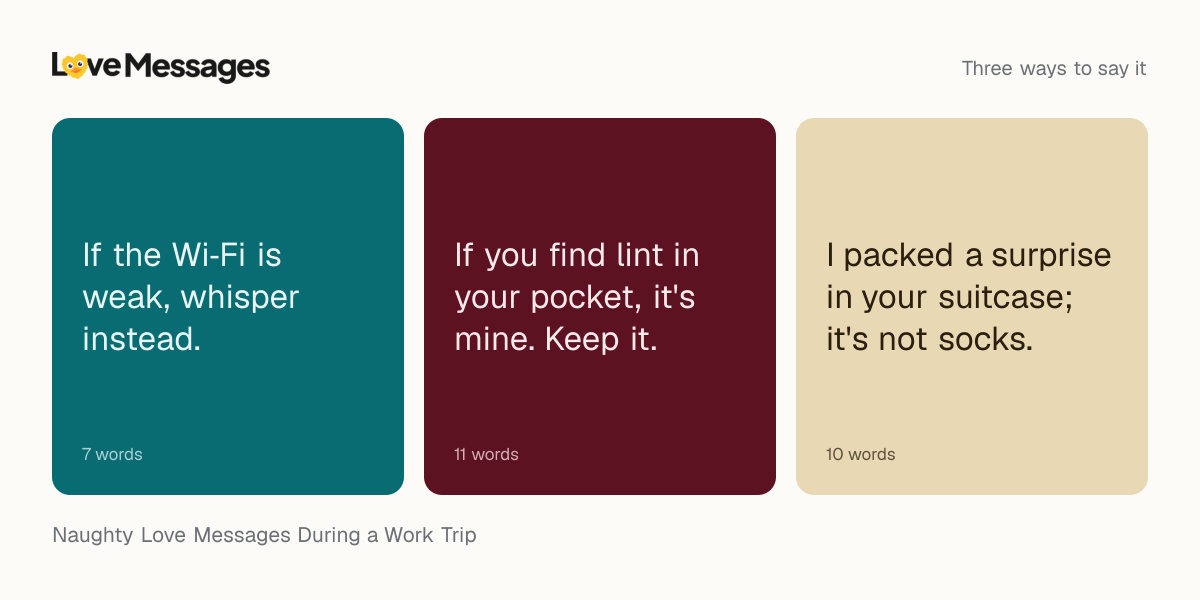 Three messages from this collection, each shown on a coloured card with its word count