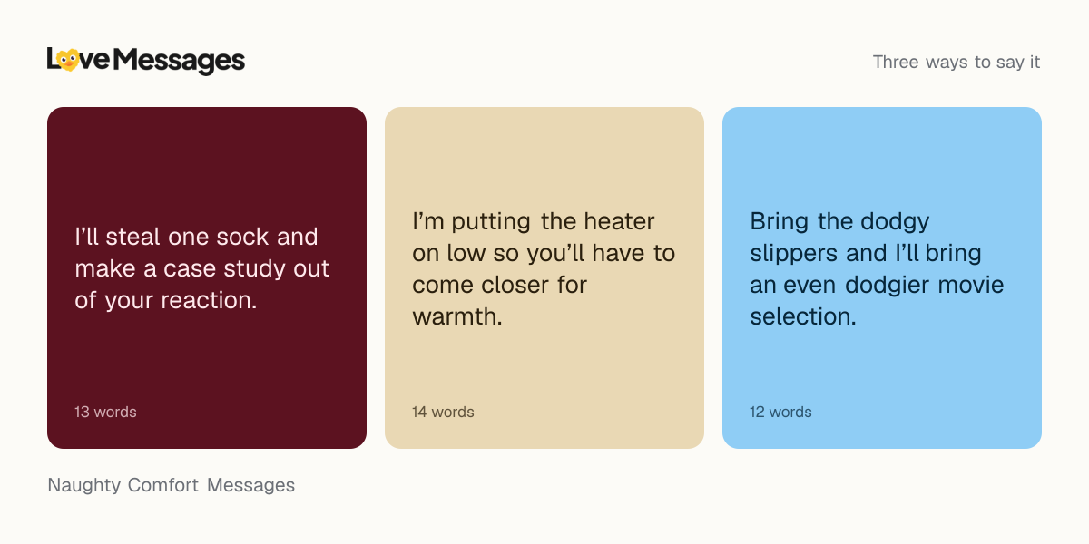 Three messages from this collection, each shown on a coloured card with its word count