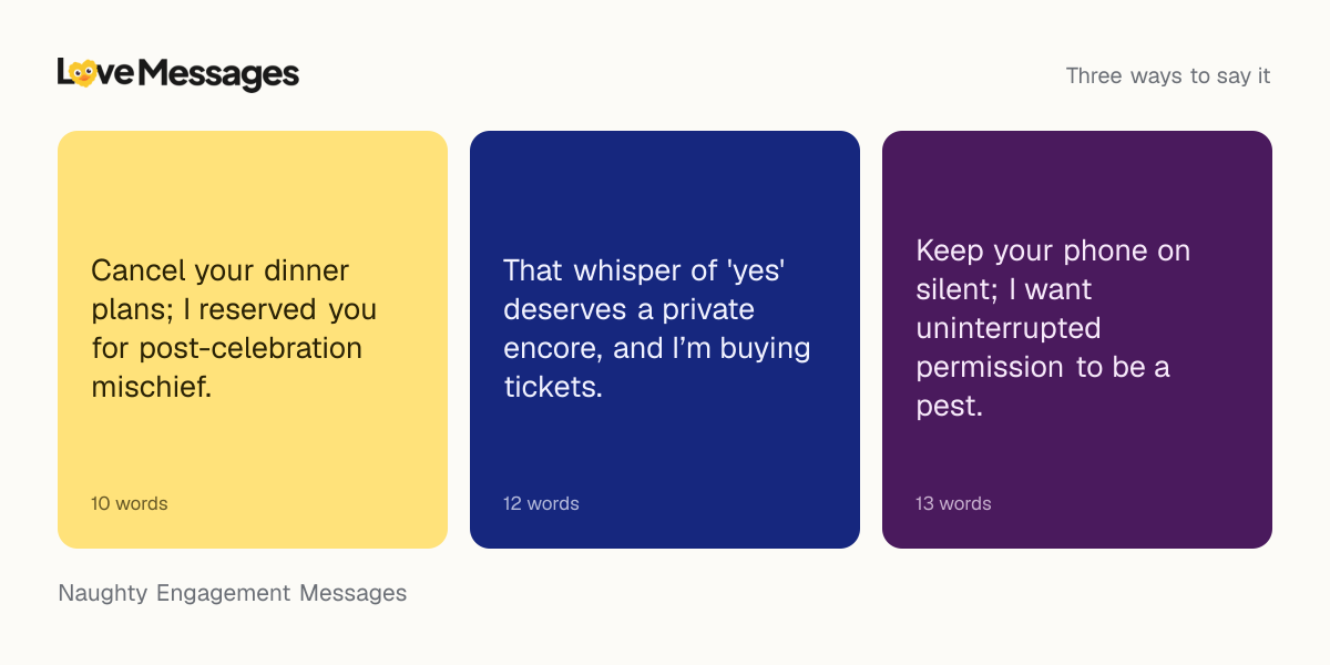Three messages from this collection, each shown on a coloured card with its word count