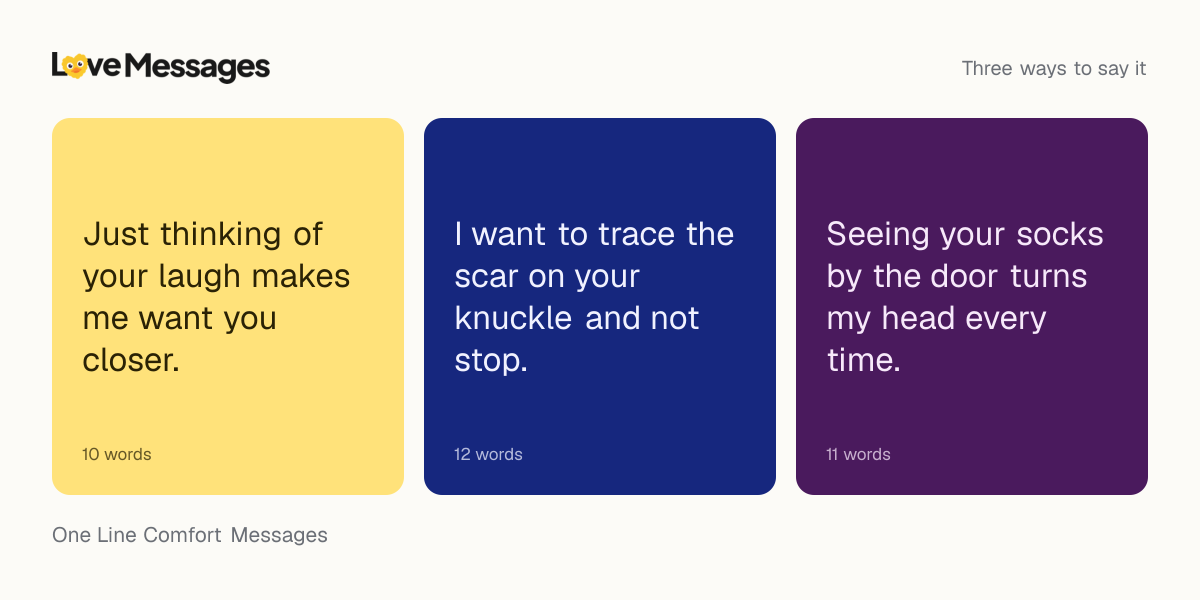 Three messages from this collection, each shown on a coloured card with its word count