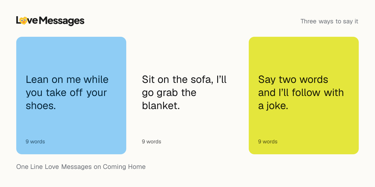 Three messages from this collection, each shown on a coloured card with its word count