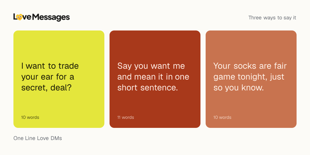 Three messages from this collection, each shown on a coloured card with its word count
