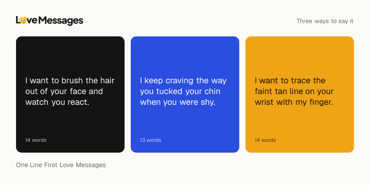 Three messages from this collection, each shown on a coloured card with its word count