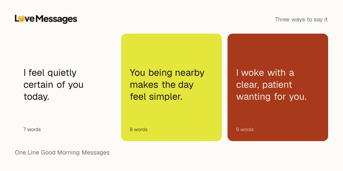 Three messages from this collection, each shown on a coloured card with its word count