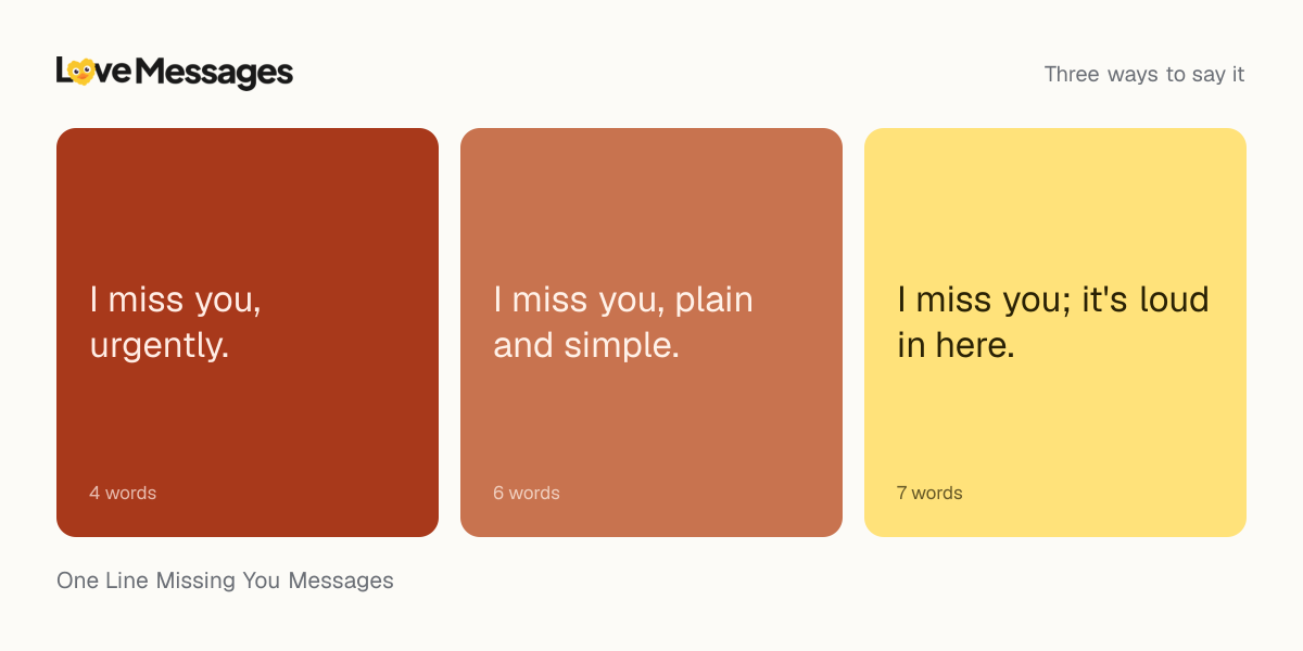 Three messages from this collection, each shown on a coloured card with its word count