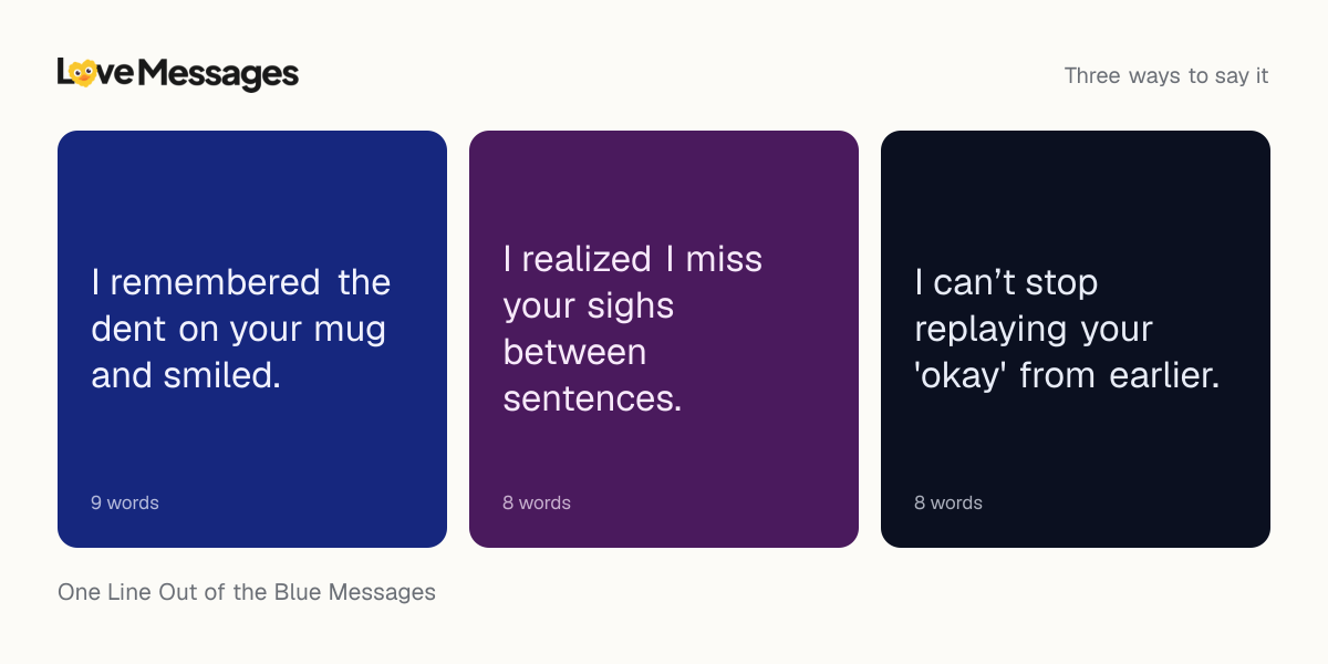 Three messages from this collection, each shown on a coloured card with its word count