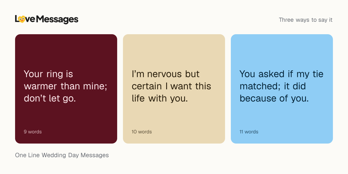 Three messages from this collection, each shown on a coloured card with its word count