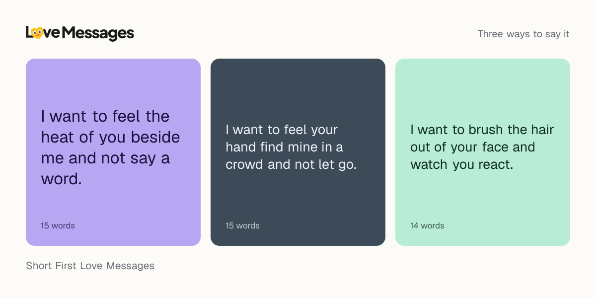 Three messages from this collection, each shown on a coloured card with its word count