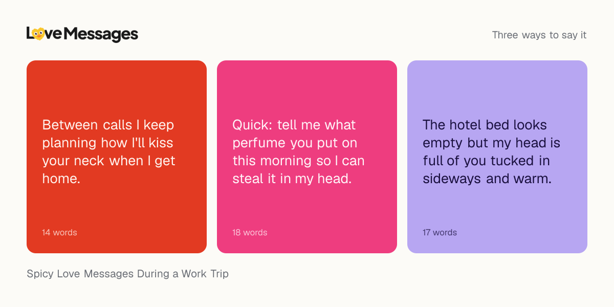 Three messages from this collection, each shown on a coloured card with its word count