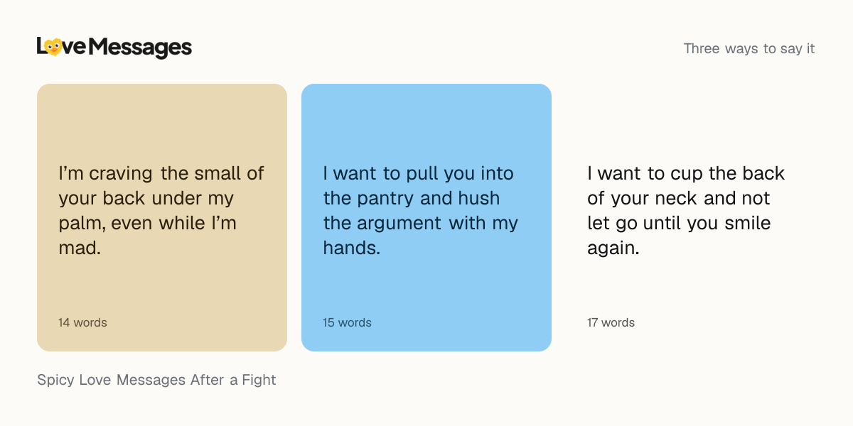 Three messages from this collection, each shown on a coloured card with its word count
