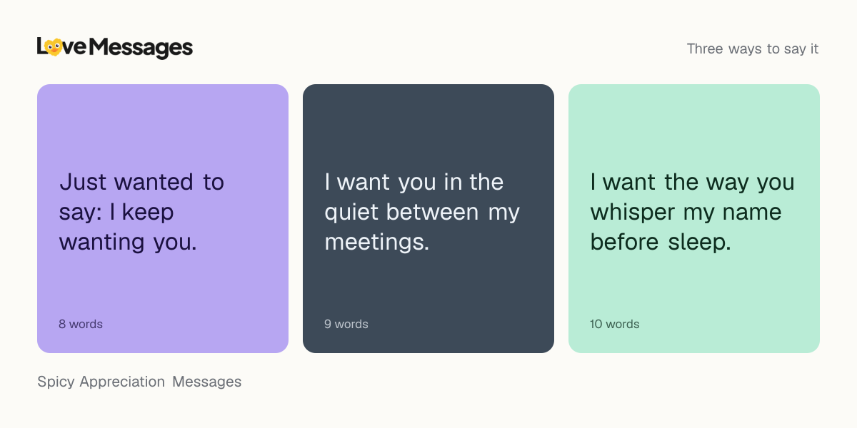 Three messages from this collection, each shown on a coloured card with its word count