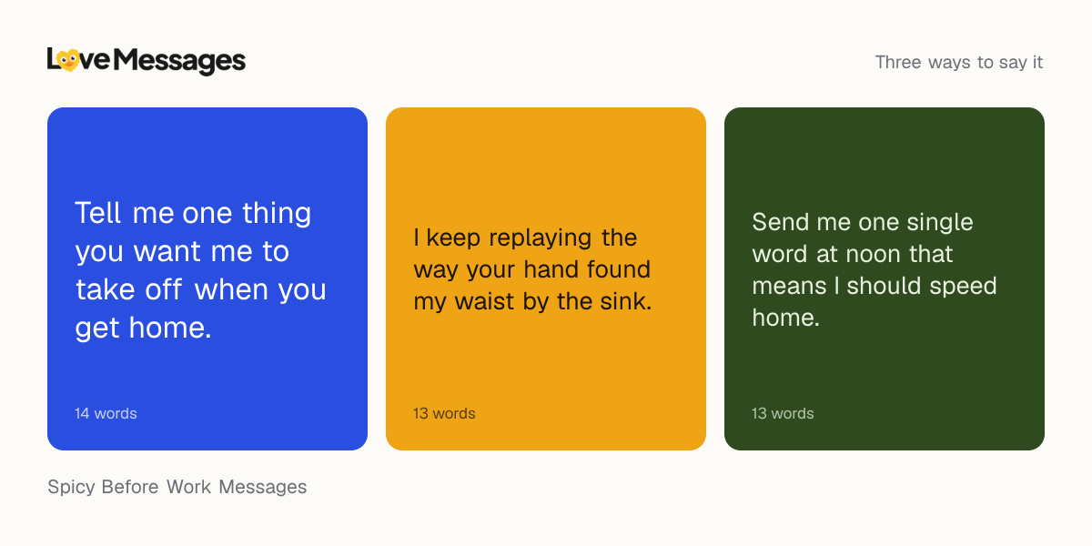 Three messages from this collection, each shown on a coloured card with its word count