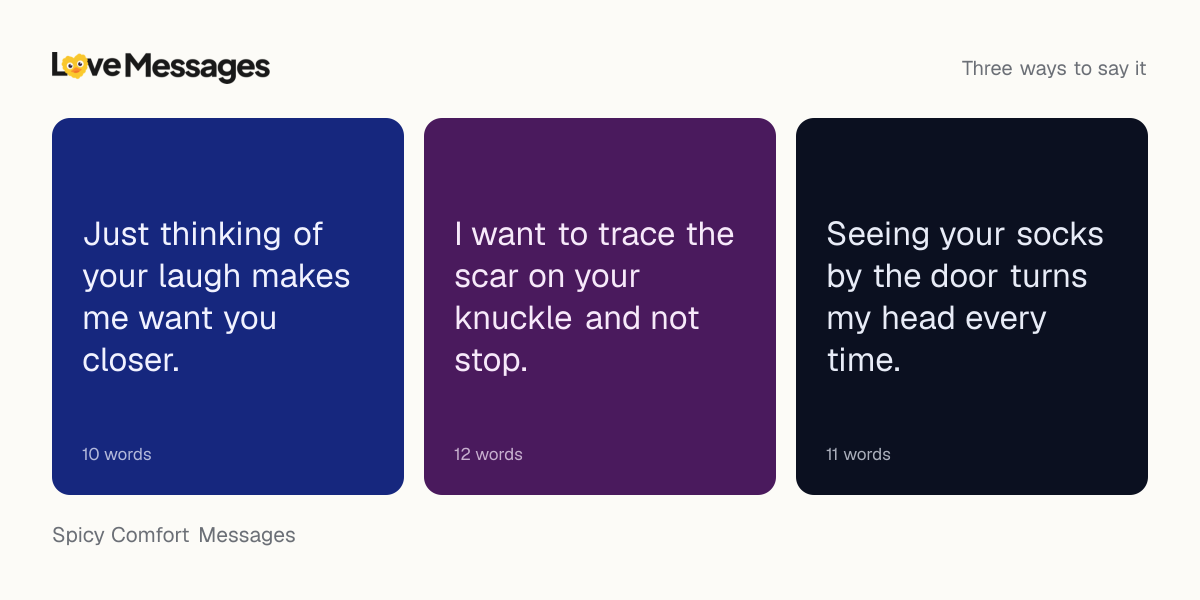 Three messages from this collection, each shown on a coloured card with its word count