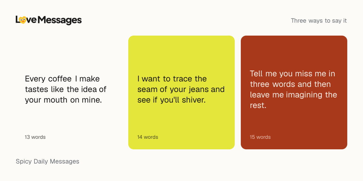 Three messages from this collection, each shown on a coloured card with its word count