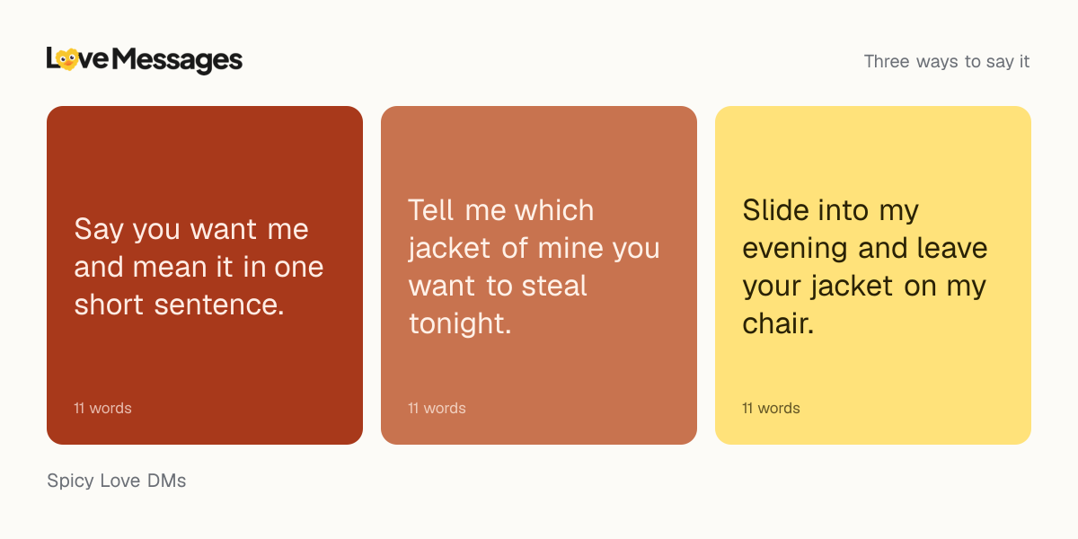 Three messages from this collection, each shown on a coloured card with its word count