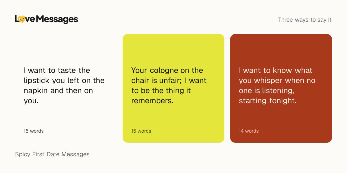 Three messages from this collection, each shown on a coloured card with its word count