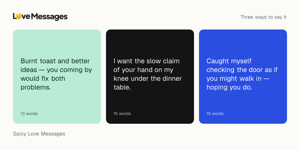 Three messages from this collection, each shown on a coloured card with its word count